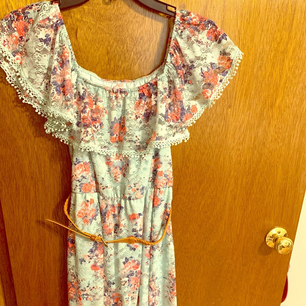 Blue Summer Floral Midi Dress